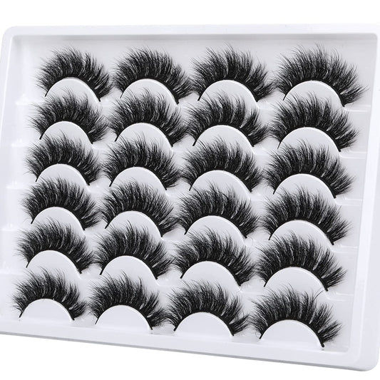 Fluffy False, Eyelashes 18MM Long Thick Volume 12 Pairs Reusable