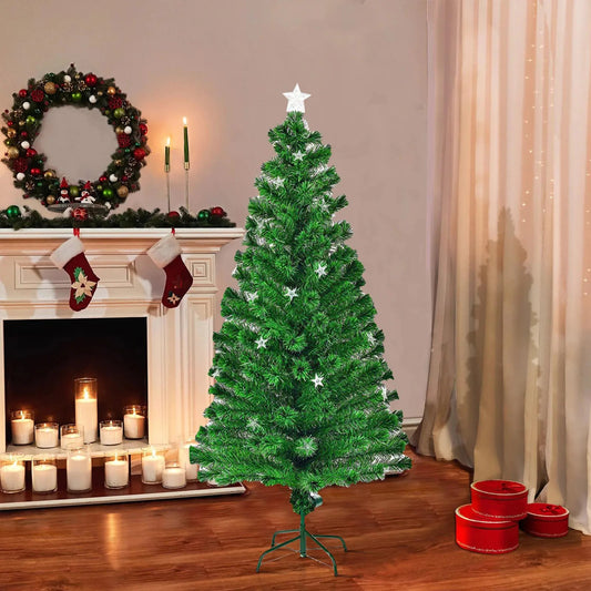 7ft Christmas Tree with LED Star Lights, Green