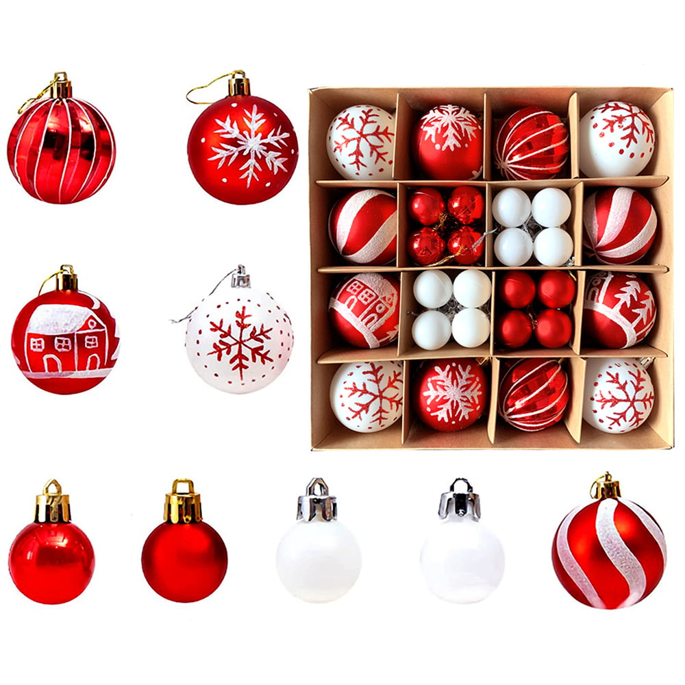 42-piece Christmas bauble set, red and white