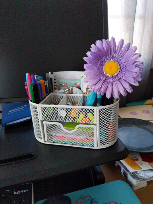 Desk Organizer and Holder for Small Office Items, (Color: White)