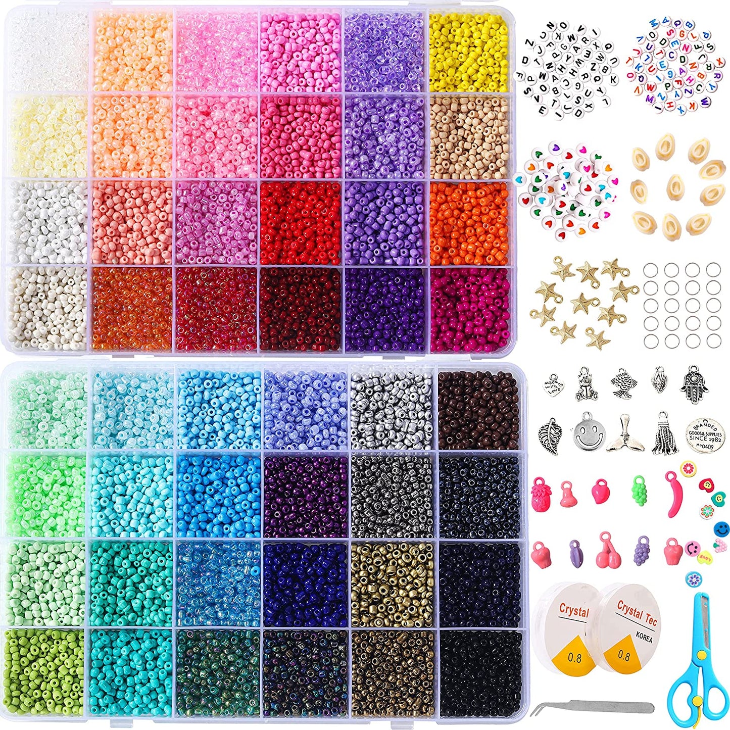 8800+pcs 3mm 12/0 48 Colors Glass Seed Beads