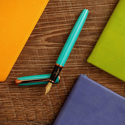 Fountain Pen Set with 2 Ink Refills (Medium Nib, Turquoise)