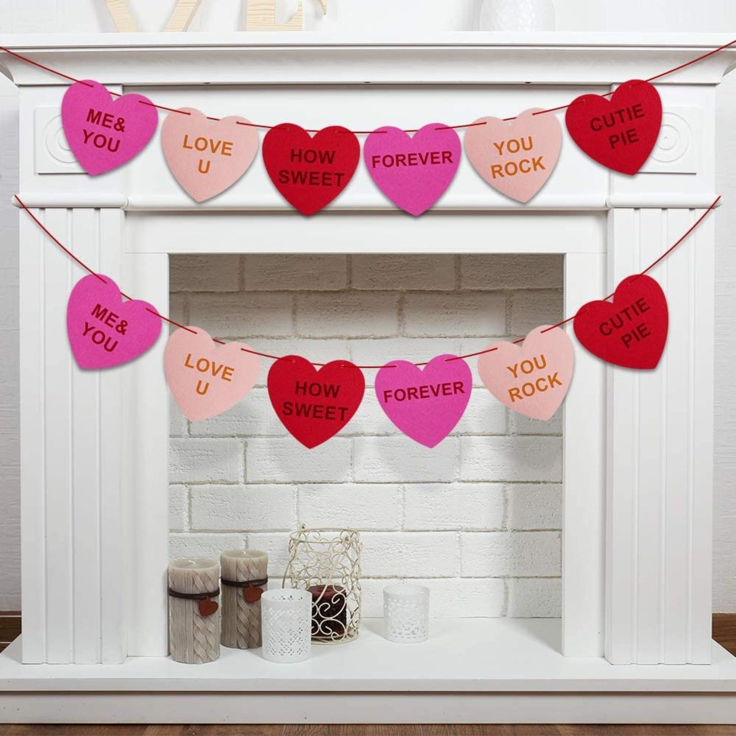 Felt Heart Valentines Garland 2 Pack