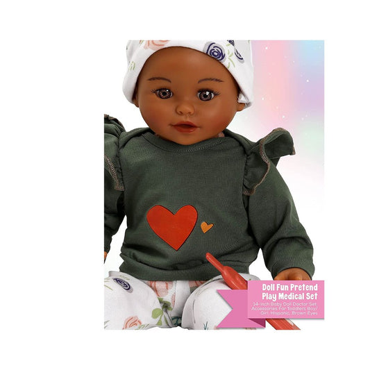 14 inch newborn doll and clothes set, Style: Hispanic/Medical