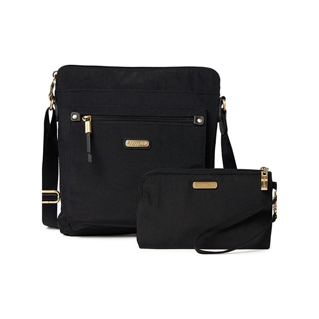 RFID Phone Wristlet Bag, Color: Black / Gold Hardware