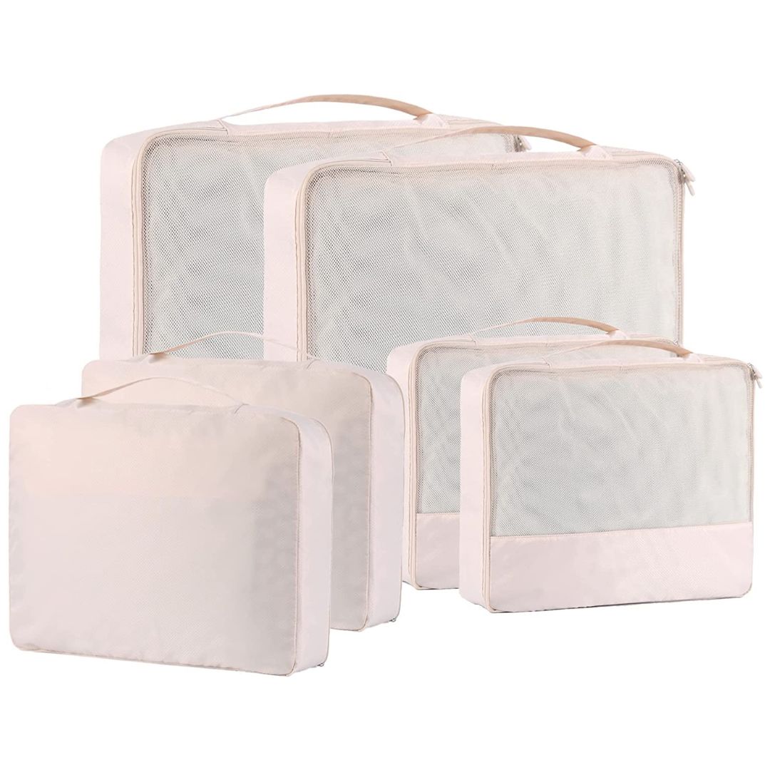 Packing cubes for travel accessories, Color: Cream