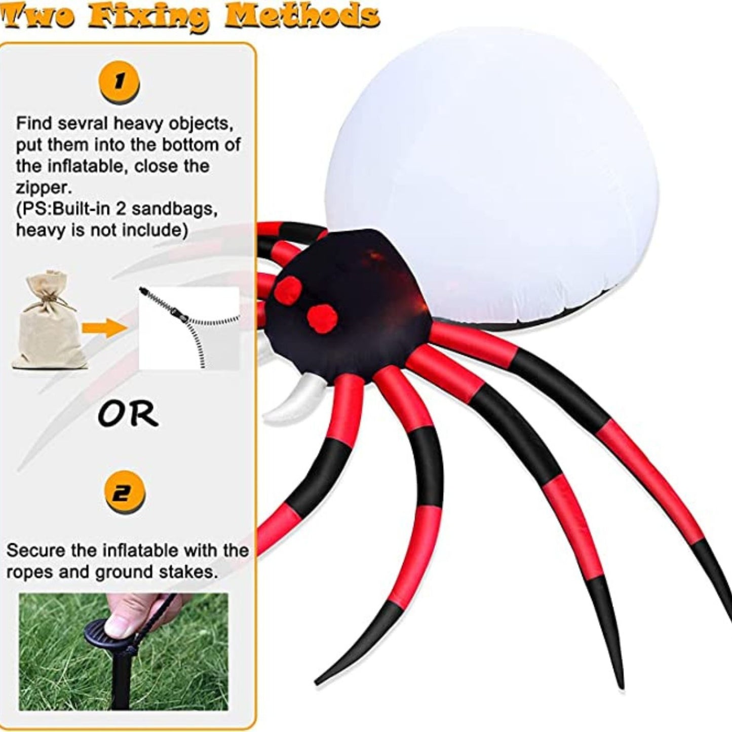 10 Foot Inflatable Spider with led light