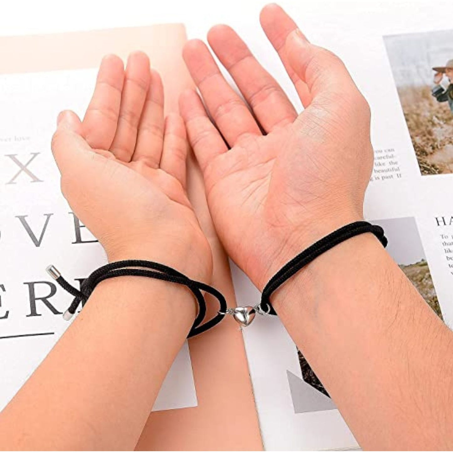 2 pcs. Magnetic Couples Bracelets, Color: A#Black