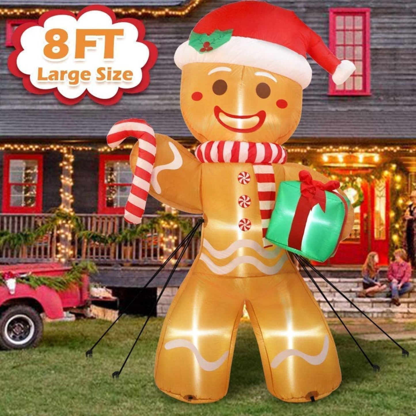 8ft Inflatable Christmas Decorations with 5 LED Lights