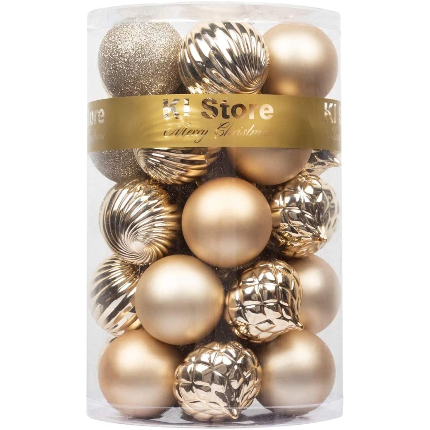 Christmas spheres for tree decoration, Champagne, 2.36-Inch