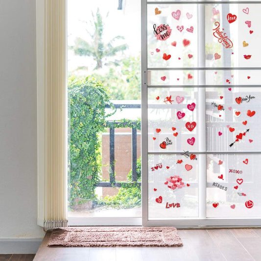 311 Pieces Valentine's Day Window Decorations, Red