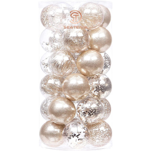 Plastic Christmas Ball Decorations (30 Pieces, Champagne)