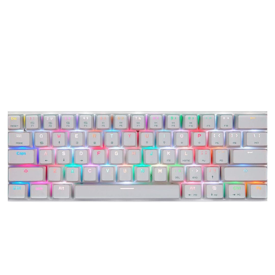 LED mechanical keyboard, Bluetooth RGB, 61 keys, (Color: white)