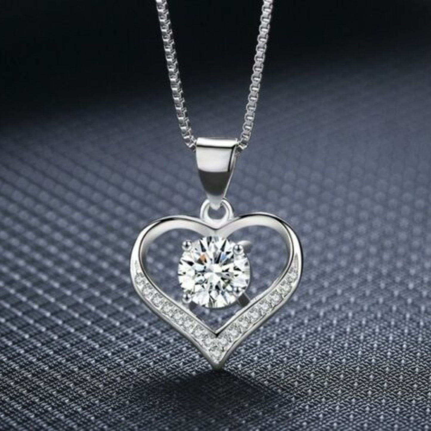 Silver Heart Pendant Necklace Gift Box 18"