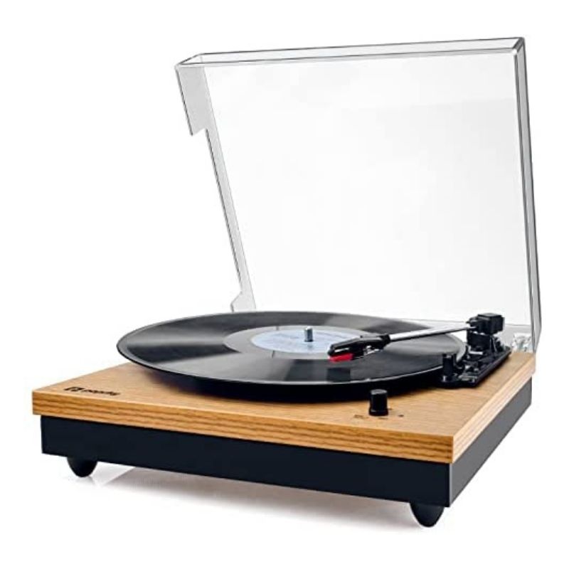 3-Speed Bluetooth Turntable, Natural Wood