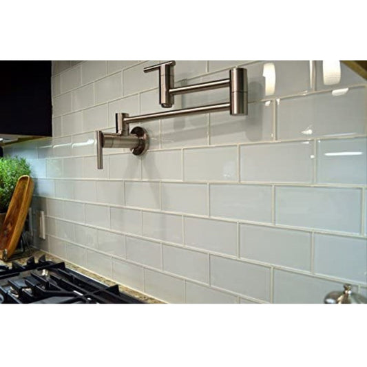 32-Piece 3" x 6" Glass Tiles (Color: White)