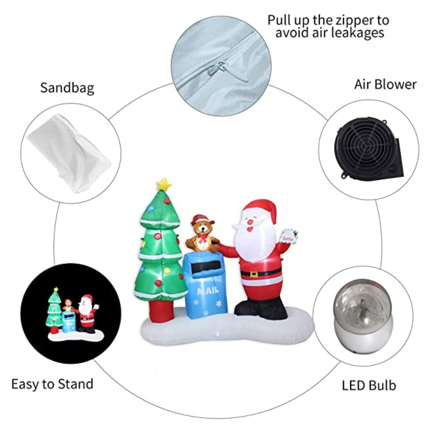 6.5ft Inflatable Christmas Decoration with LED Lights