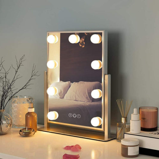 Large Lighted Makeup Mirror (White)