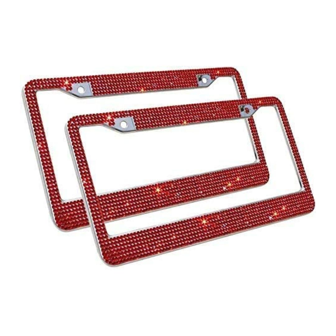 Bling Bling License Plate Frames 2 Pack(Red)