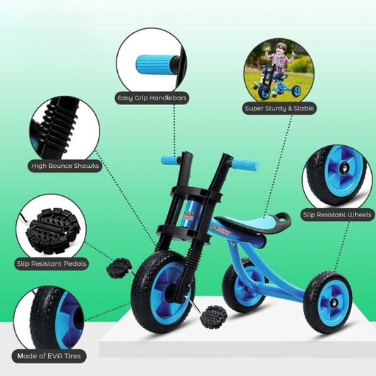 Extra tall 3-wheel tricycle for children, color: blue