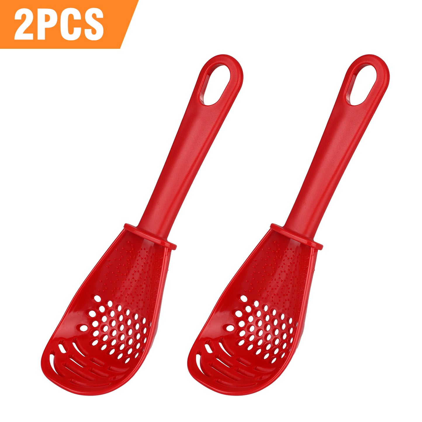 2 pcs multifunctional cooking spoon heat resistant (red)