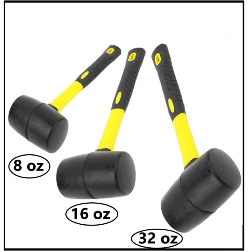 Rubber Mallet Set - 3 Sizes (8 oz, 16 oz, 32 oz)