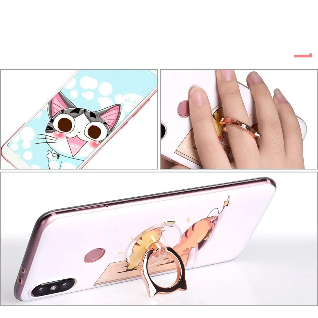 Phone Ring Holder (Style: Cat), Silver and Rose Gold