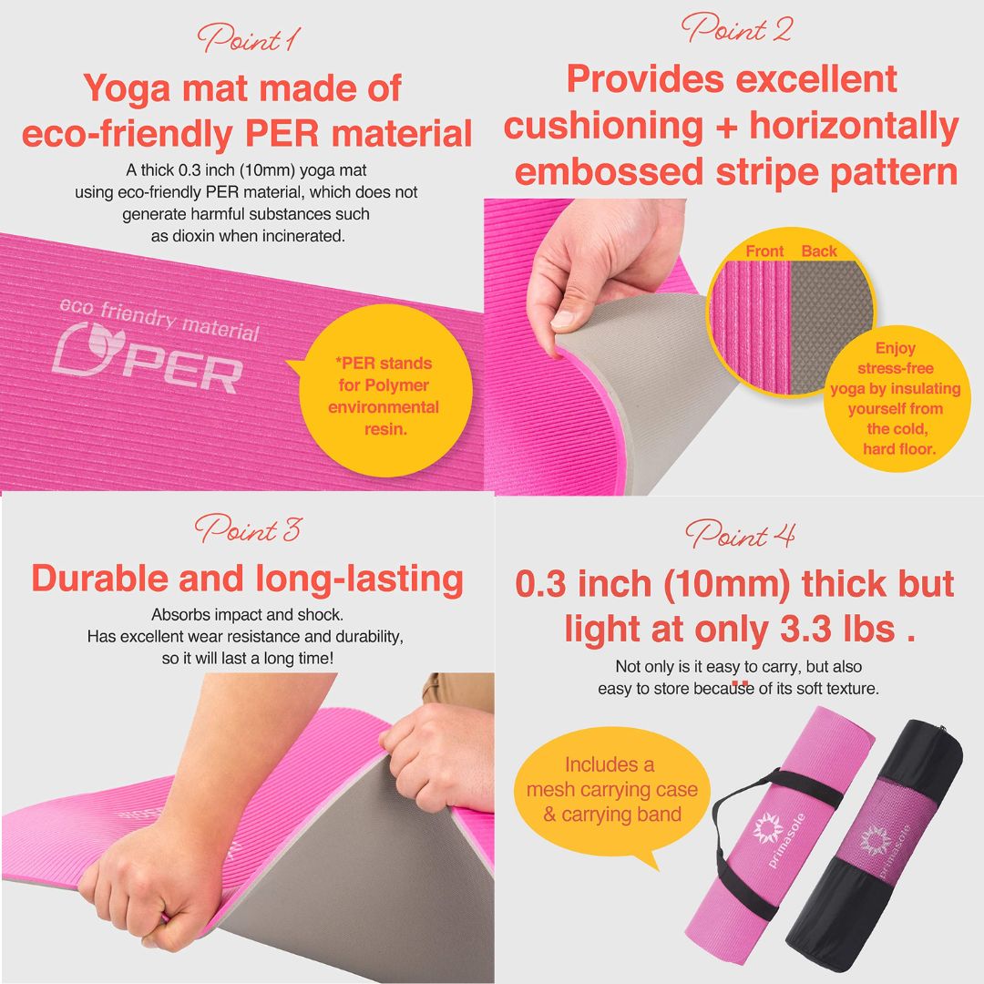 Pilates mat foldable and portable, Color: Pink & Gray