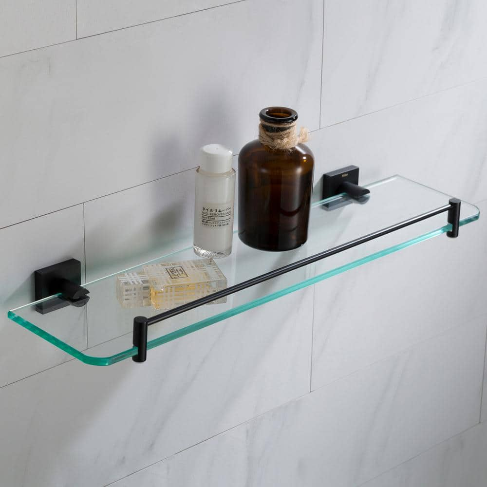 20 in. Bathroom Shelf in Matte Black