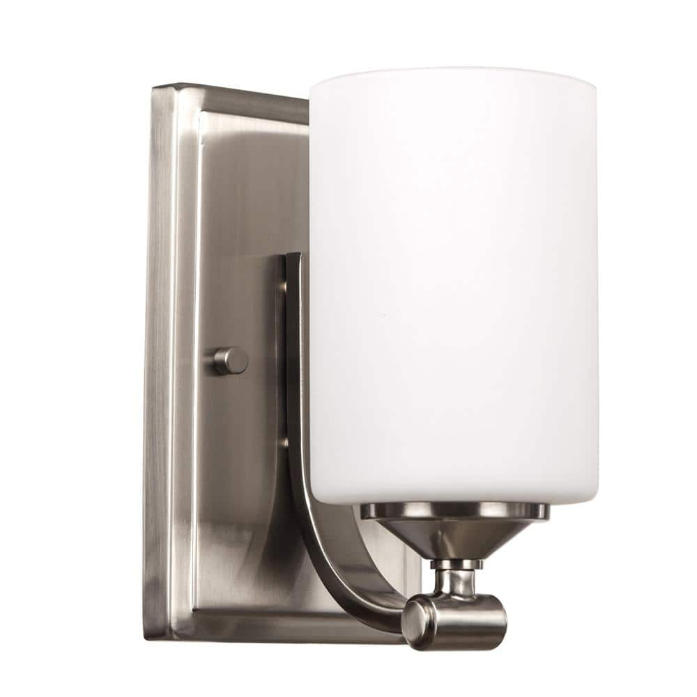 1 Light Wall Sconce with Opal Glass (Color: Brushed Nickel)