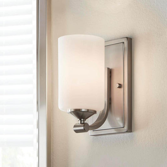 1 Light Wall Sconce with Opal Glass (Color: Brushed Nickel)