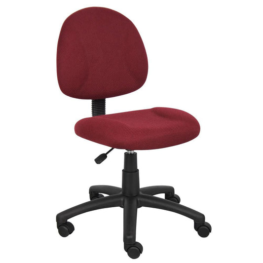 Armless Task Chair, 25" Wide, burgundy