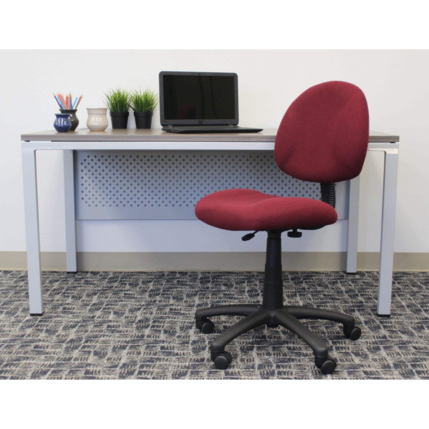 Armless Task Chair, 25" Wide, burgundy