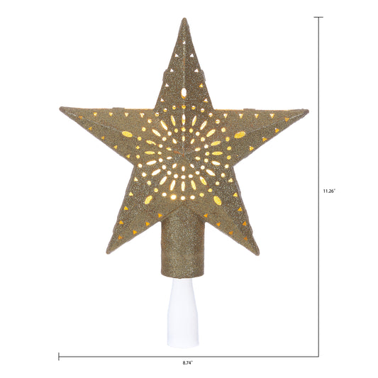 Gold Star Lighted Projection LED Tree Topper, 11.4"