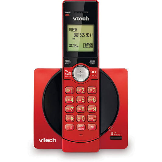 Cordless phone with caller ID and speaker, color: red