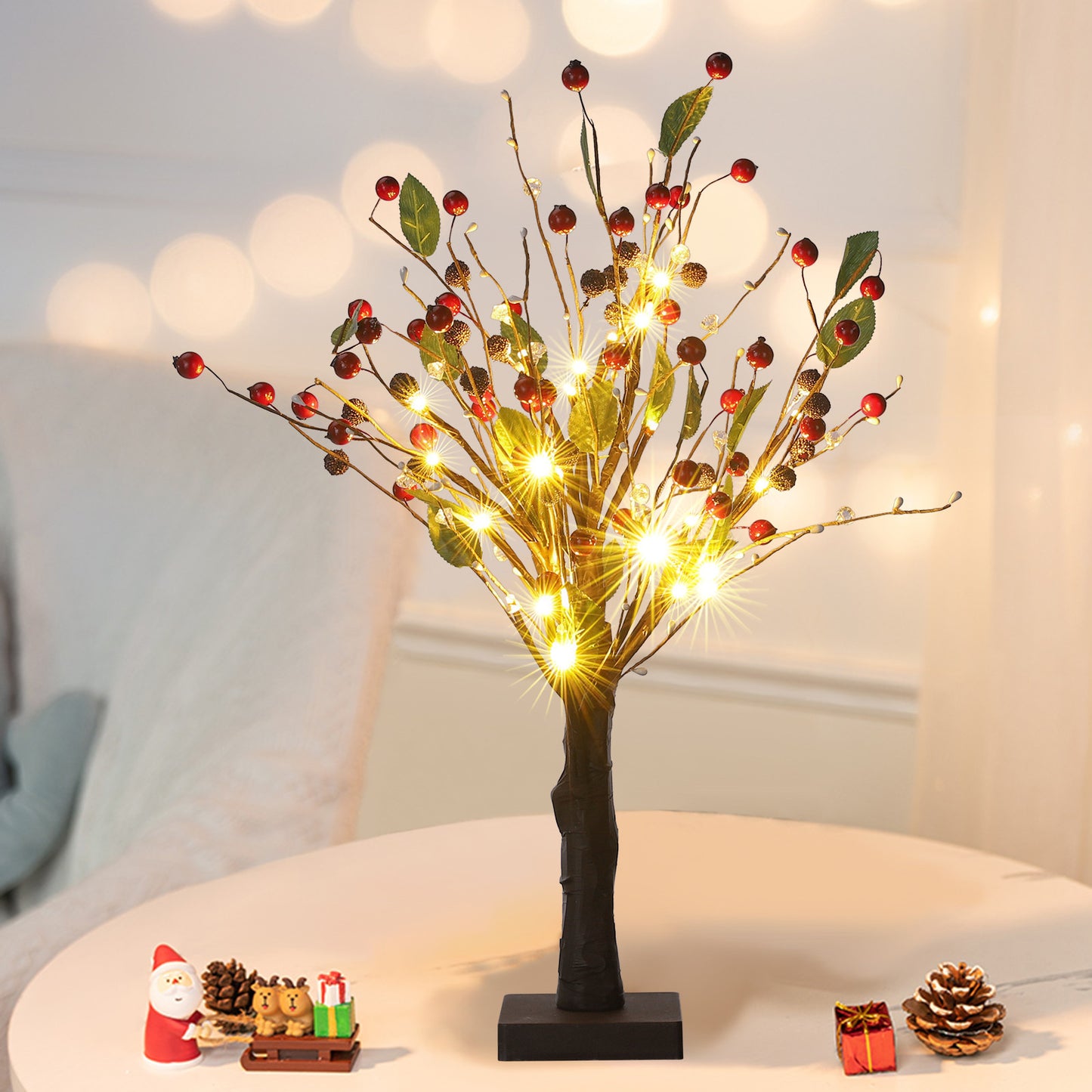 1.5 foot tall cherry dotted tree lights