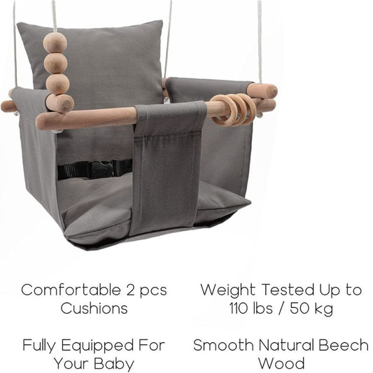 Canvas baby swing, color: dark gray