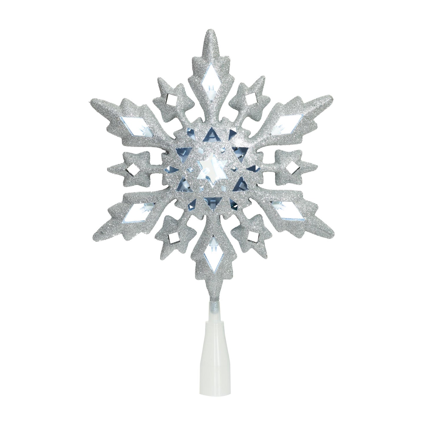 Frosted LED Snowflake Christmas Tree Topper, 10"