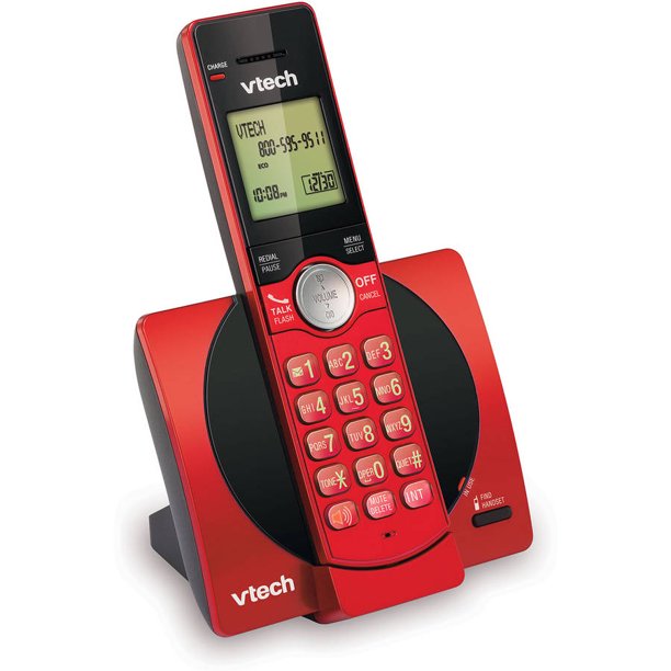 Cordless phone with caller ID and speaker, color: red