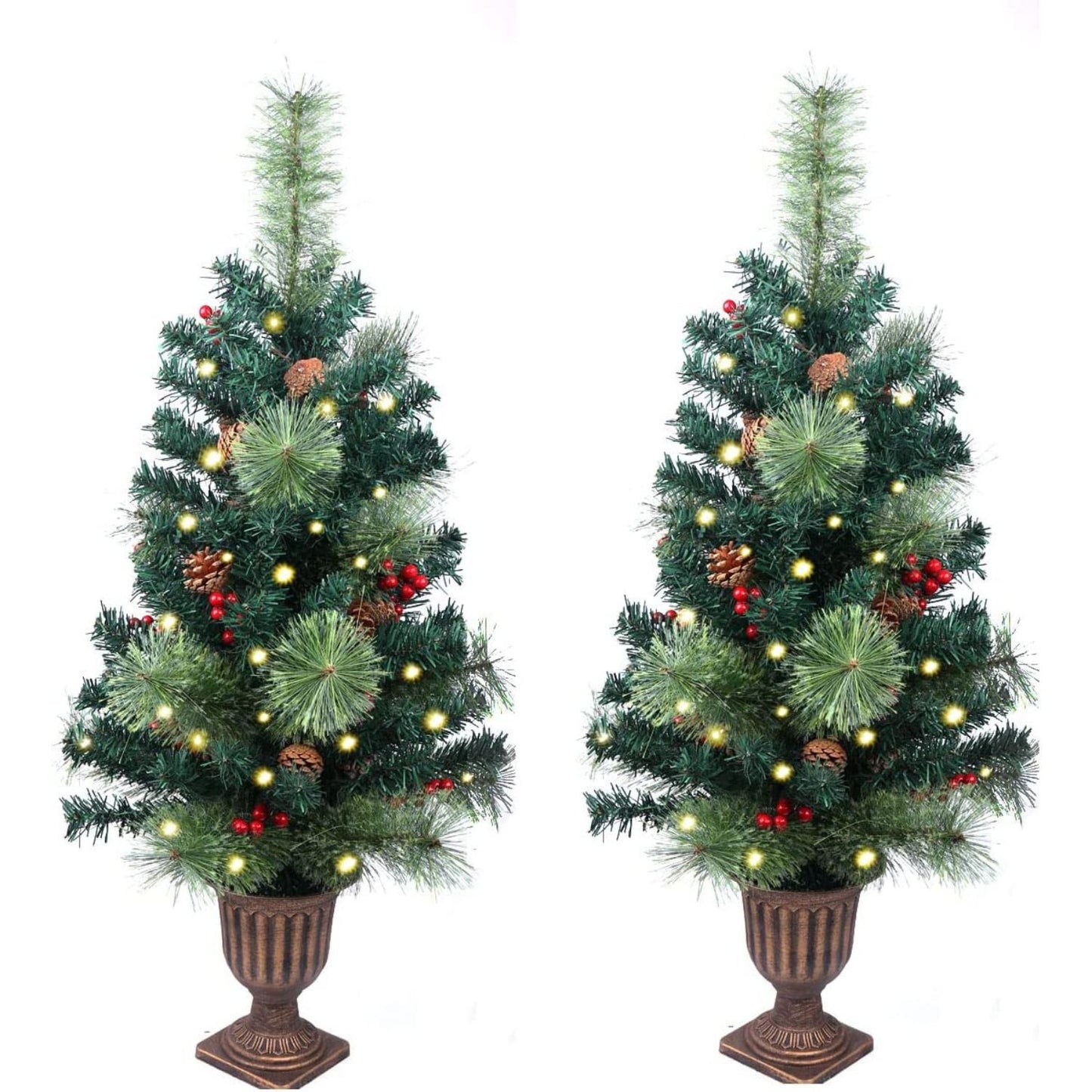 2 Pack 3 Foot Artificial Christmas Trees with Ornaments