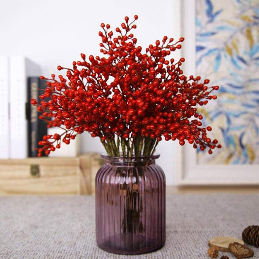 16 Pack Artificial Red Berry Stems for Christmas Decoration