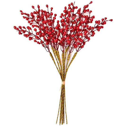 16 Pack Artificial Red Berry Stems for Christmas Decoration