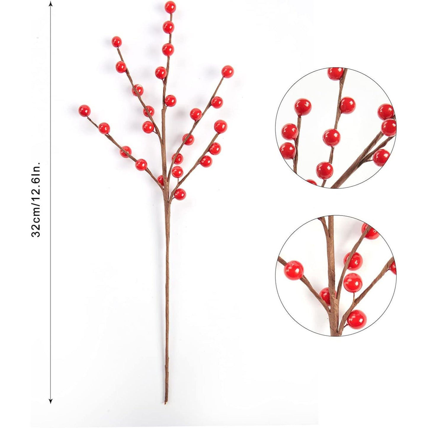 12 Pack Red Berry Stems for 12.6 Inch Christmas Tree