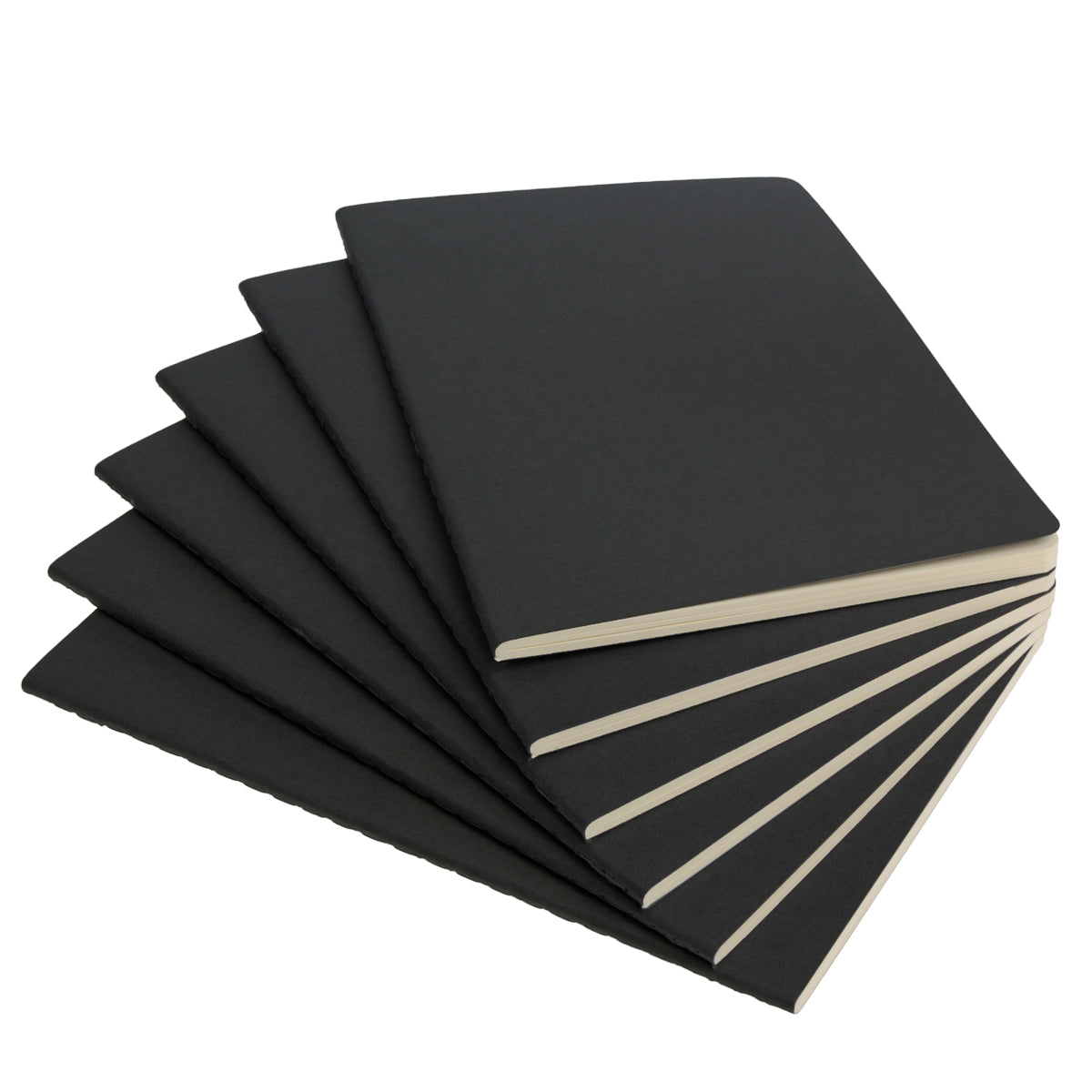 Pack of 6 Soft Cover Notebooks, A5, 5.5" x 8.3" (Colour: Black)