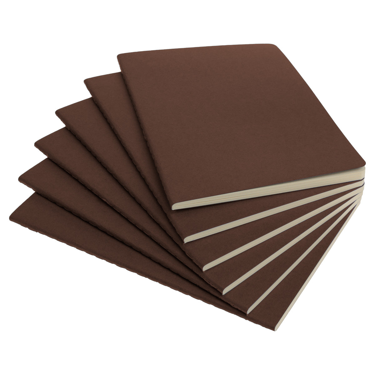 Pack of 6 Soft Cover Notebooks, A5, 5.5" x 8.3" (Colour: Brown)