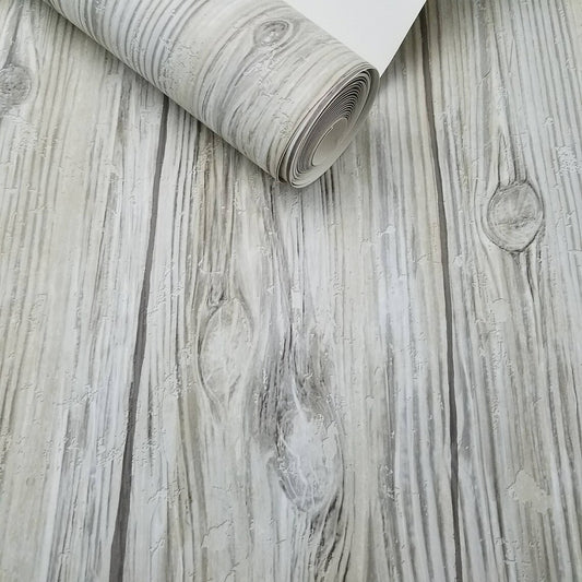 Gray Wood Tan Brown Wallpaper (20.5 x 36 Inch Yard)