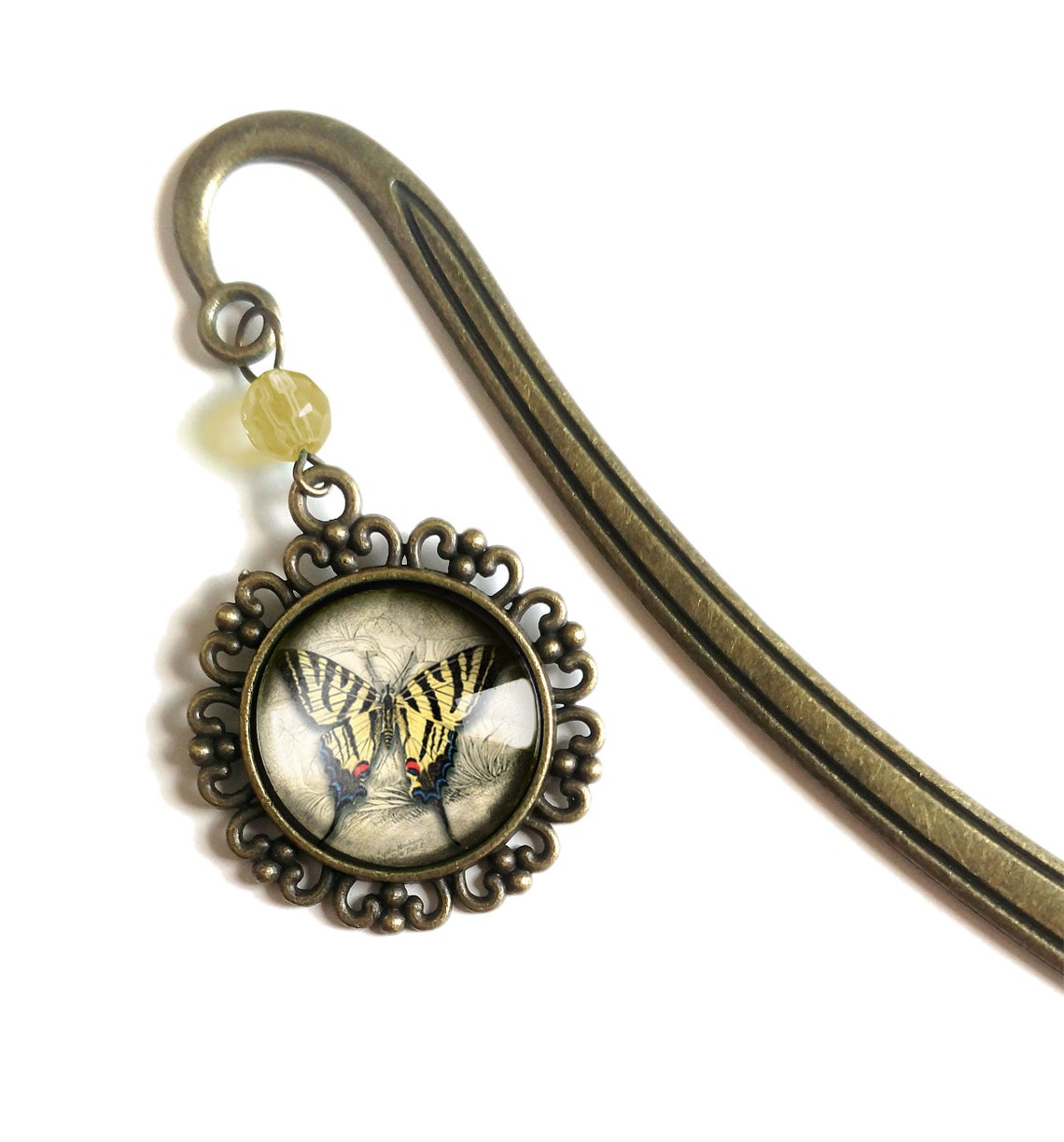 Glass Cabochon Brass Bookmark (5")