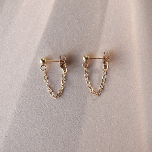 Chain Hoop Earrings, 14k Gold - Drop Earrings