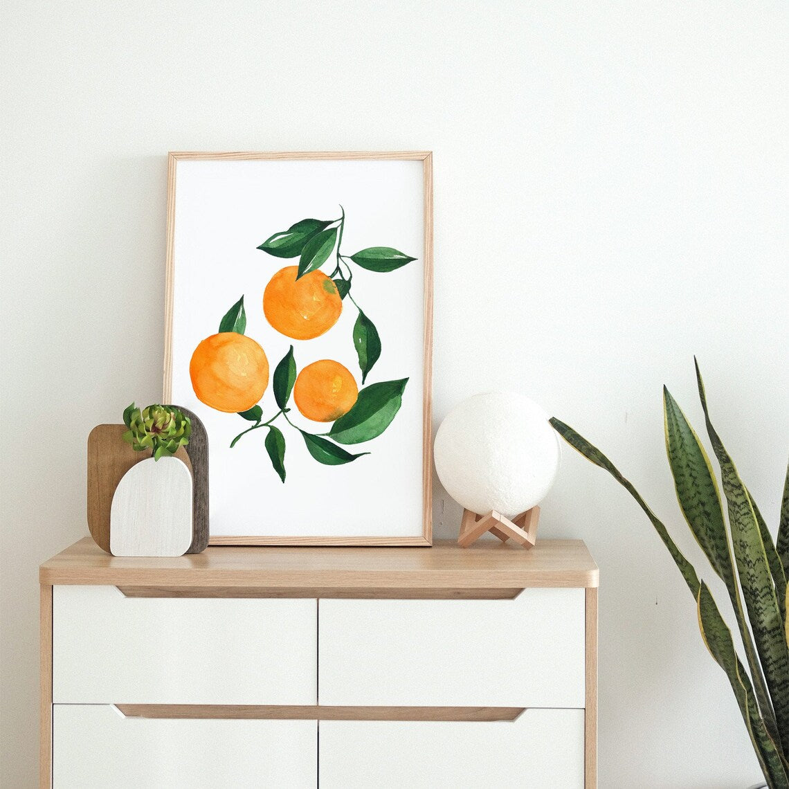 Orange painting Modern artwork watercolor illustration,16x20 inch