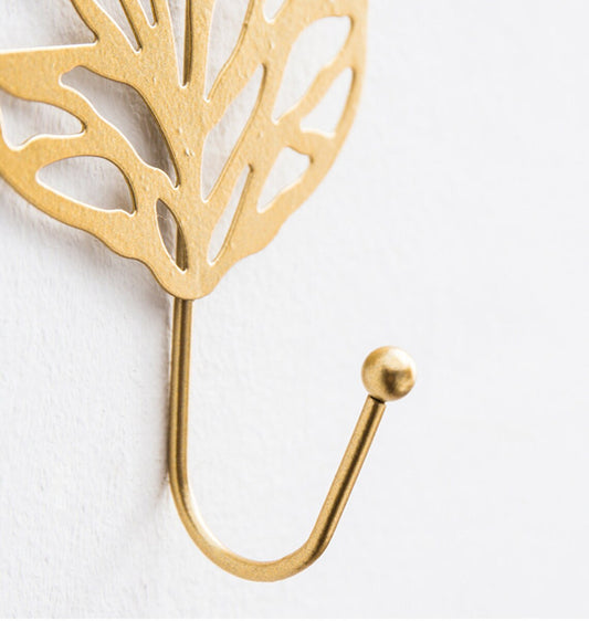 Gold Leaf Wall Hook Set of 6